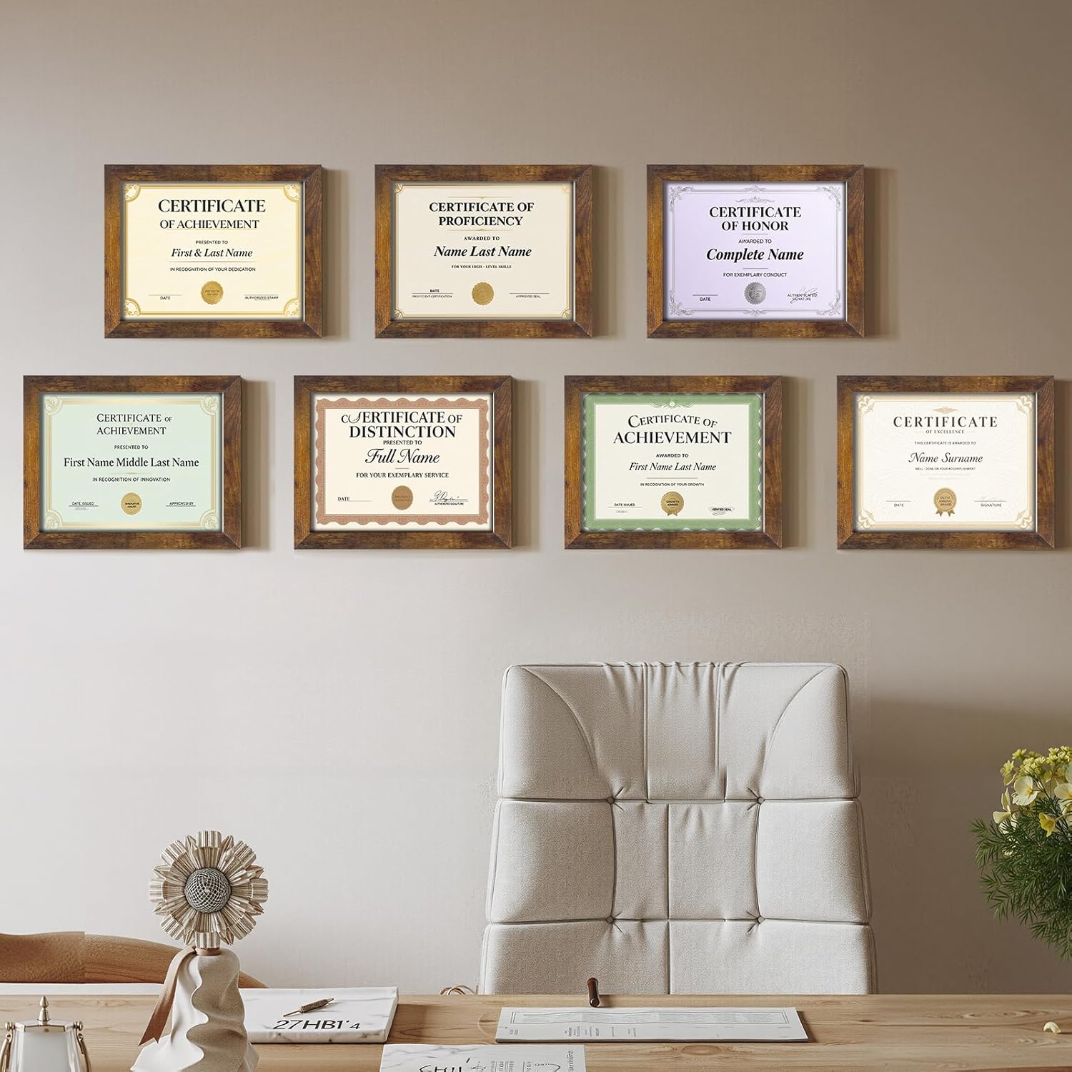 Certifications wall at Dr. Mhatre's Dental Clinic